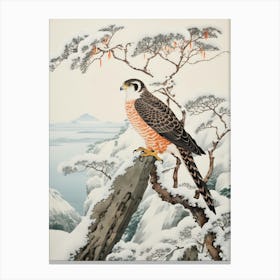 Winter Bird Painting Falcon 2 Canvas Print