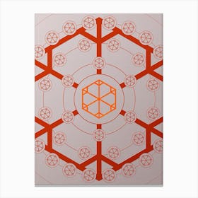 Geometric Abstract Glyph Circle Array in Tomato Red n.0295 Canvas Print