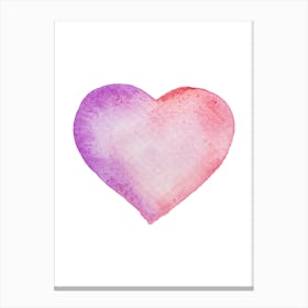 Watercolor Heart Isolated On White Canvas Print