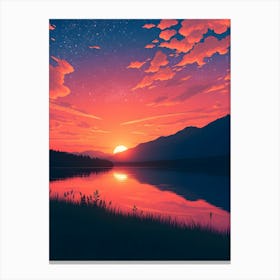 Sunset Over Lake Canvas Print