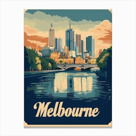 Aihrgdesign A Retro Travel Poster For Melbourne Featuring The Cac98e4a 56f6 42b0 B50c 64c267869954 3 Canvas Print