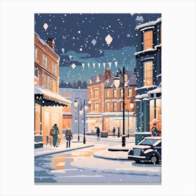 Winter Travel Night Illustration Newcastle United Kingdom 1 Canvas Print