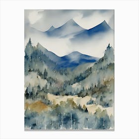 Watercolor Of Mountains 1 Canvas Print