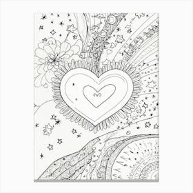 Heart Coloring Page 1 Canvas Print