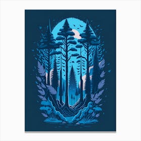 A Fantasy Forest At Night In Blue Theme 44 Canvas Print