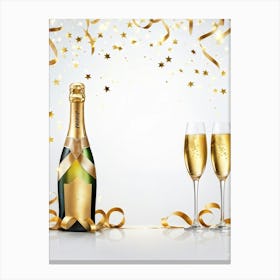 Champagne Bottle And Glasses Canvas Print