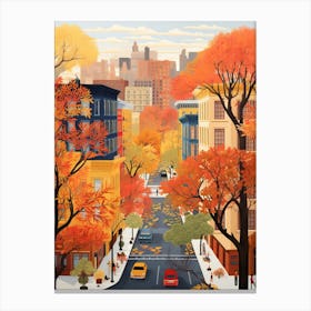 New York In Autumn Fall Travel Art 3 Canvas Print