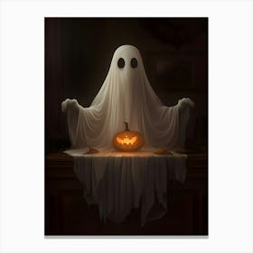 Ghost With Pumpkin Canvas Print