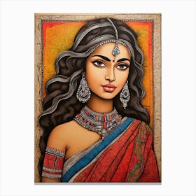 Default Colorful Traditional Madhubani Art From India Of A Wom 0 (1) Canvas Print