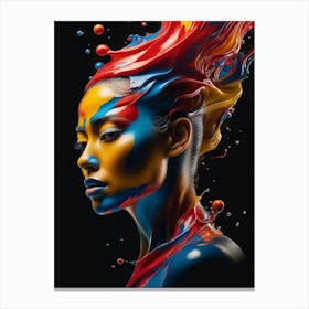 Abstract Colorful Liquid Art with Woman 2 Canvas Print
