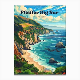 Pfeiffer Big Sur State Park Hiking Trail Digital Travel Illustration Canvas Print