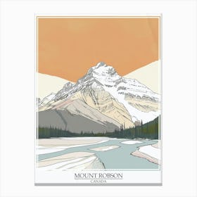 Mount Robson Canada Color Line Drawing 3 Poster Canvas Print