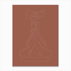 The Winged Victory of Samothrace (The Goddess Nike) Line Drawing - Neutral Canvas Print