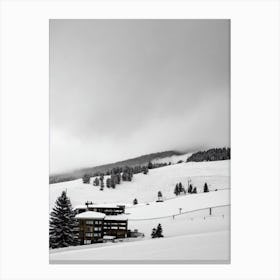 Soldeu, Andorra Black And White Skiing Poster Canvas Print