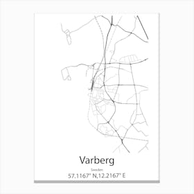 Varberg,Sweden Minimalist Map Canvas Print