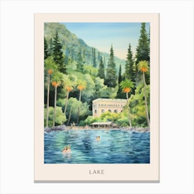 Swimming In Lake Como Italy Watercolour Poster Canvas Print