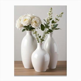 Three White Vases Canvas Print