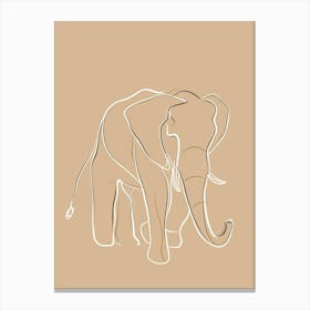 Elephant Drawing - Boho, Line Art 6 Canvas Print