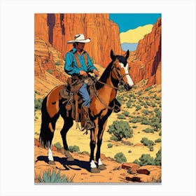 Cowboy On Horseback Canvas Print