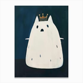 White Cat With Crown Canvas Print