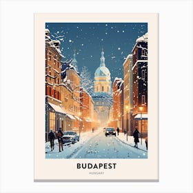 Winter Night  Travel Poster Budapest Hungary 4 Canvas Print