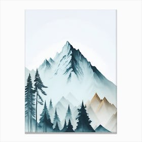 Mountain And Forest In Minimalist Watercolor Vertical Composition 147 Canvas Print