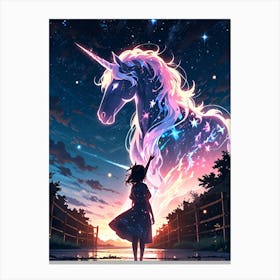 Unicorn and Girl Canvas Print