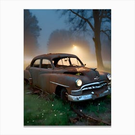 Old Car At Night 3 Canvas Print