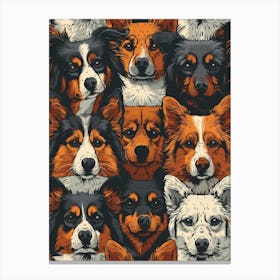 Perfectly Repeatable Artwork With Cute Dog Faces 12 Canvas Print