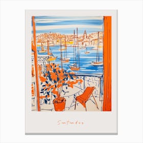 Santander Spain 3 Orange Drawing Poster Canvas Print