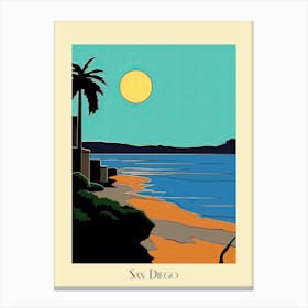Poster Of Minimal Design Style Of San Diego California, Usa 4 Canvas Print