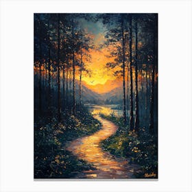 Sunset In The Woods, Impressionist Oil Painting – Inspired by van Gogh Lienzo