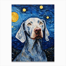 Weimaraner Starry Night Dog Portrait Canvas Print
