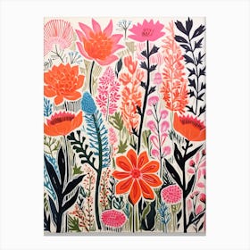 Red Wildflower Screen Print Canvas Print