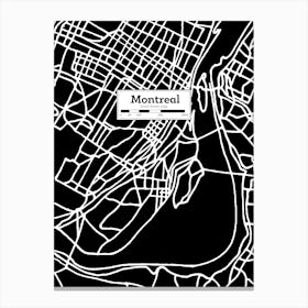 Montreal City Map — Hand-drawn map, vector black map Canvas Print