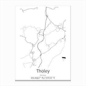 Tholey,Germany Minimalist Map Canvas Print