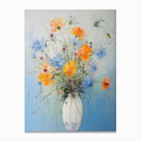 Abstract Flower Painting Love In A Mist Nigella 3 Canvas Print