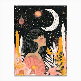 Moon And Stars women 1 Canvas Print