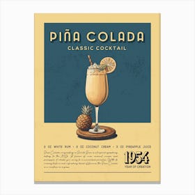 Pina Colada Classic Cocktail Canvas Print