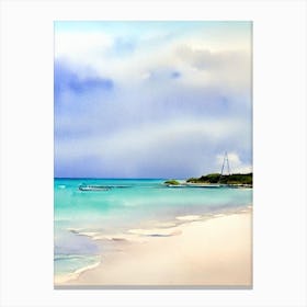 Crane Beach 2, Barbados Watercolour Canvas Print