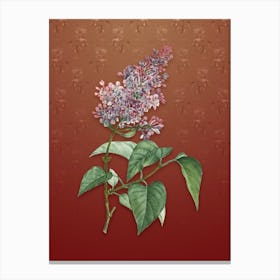Vintage Common Pink Lilac Plant Botanical on Falu Red Pattern n.1799 Canvas Print