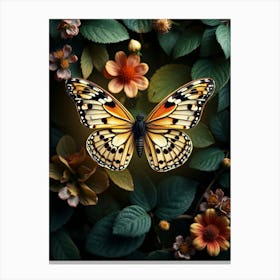 Butterfly On A Flower 2 Canvas Print