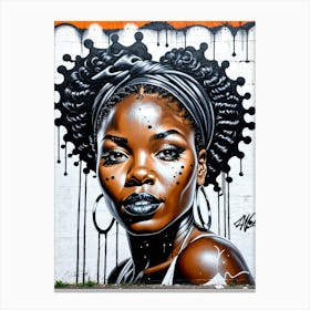 Graffiti Mural Of Beautiful Black Woman 333 Canvas Print