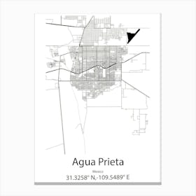 Agua Prieta,Mexico Minimalist Map Canvas Print