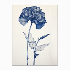 Blue Botanical Carnation 5 Canvas Print