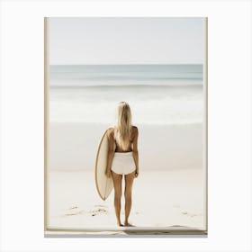 Surfer Girl Holding Surfboard Canvas Print