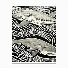 Tiger Shark Linocut Canvas Print