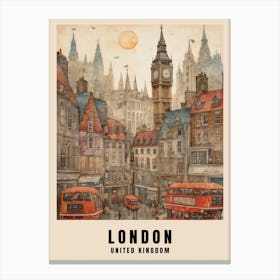 London Travel Poster Vintage United Kingdom Painting (1) Canvas Print