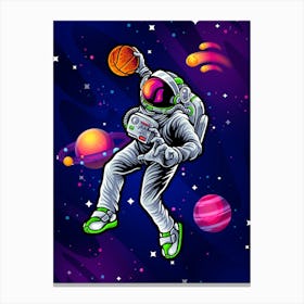 Astrodunk basketball/Slam dunk space/Astronaut basketball slam dunk in space — space poster, synthwave space, neon space, aesthetic poster Canvas Print