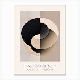 Galerie D'Art Abstract Geometric Circle Beige And Black 1 Canvas Print